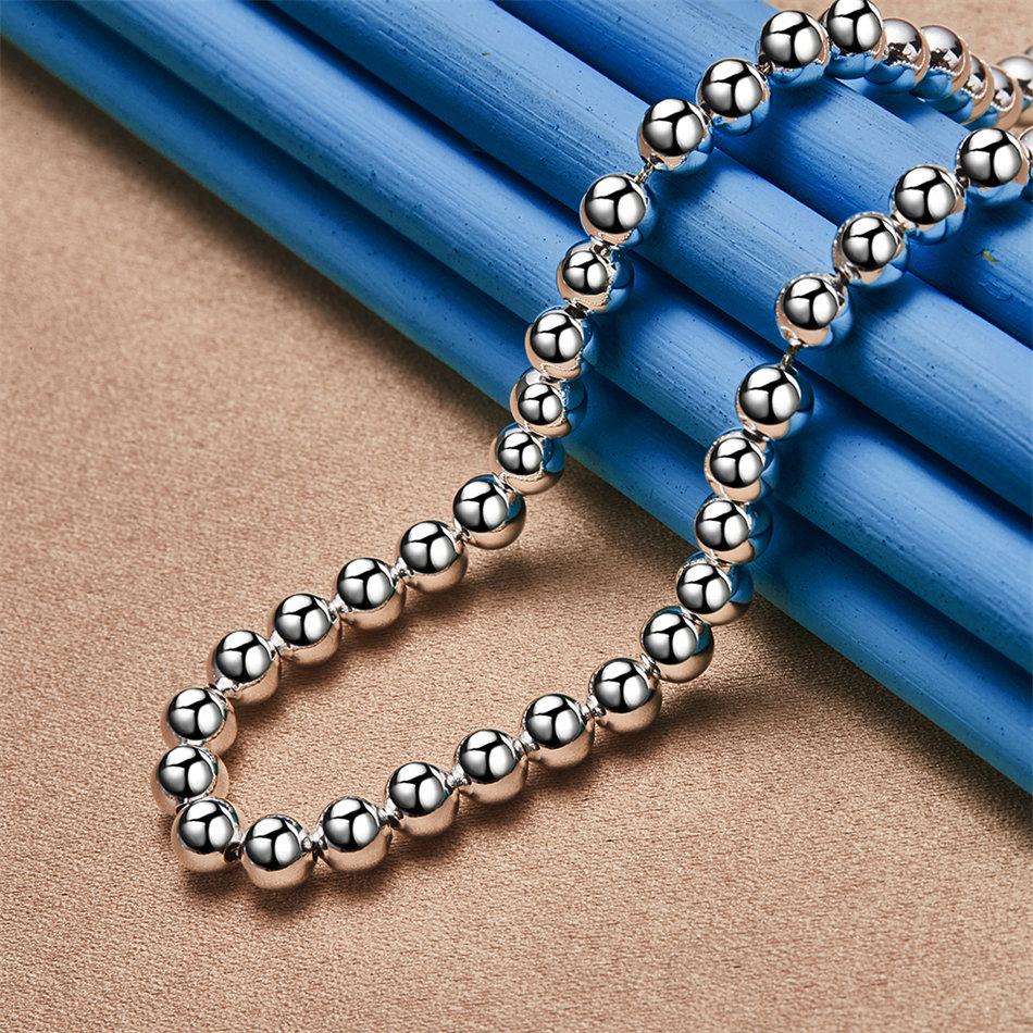 925 Sterling Silver Simple 6mm 16-30 Inch Exquisite Ball Bead Necklace Men Women Fashion Party Favor Jewelry