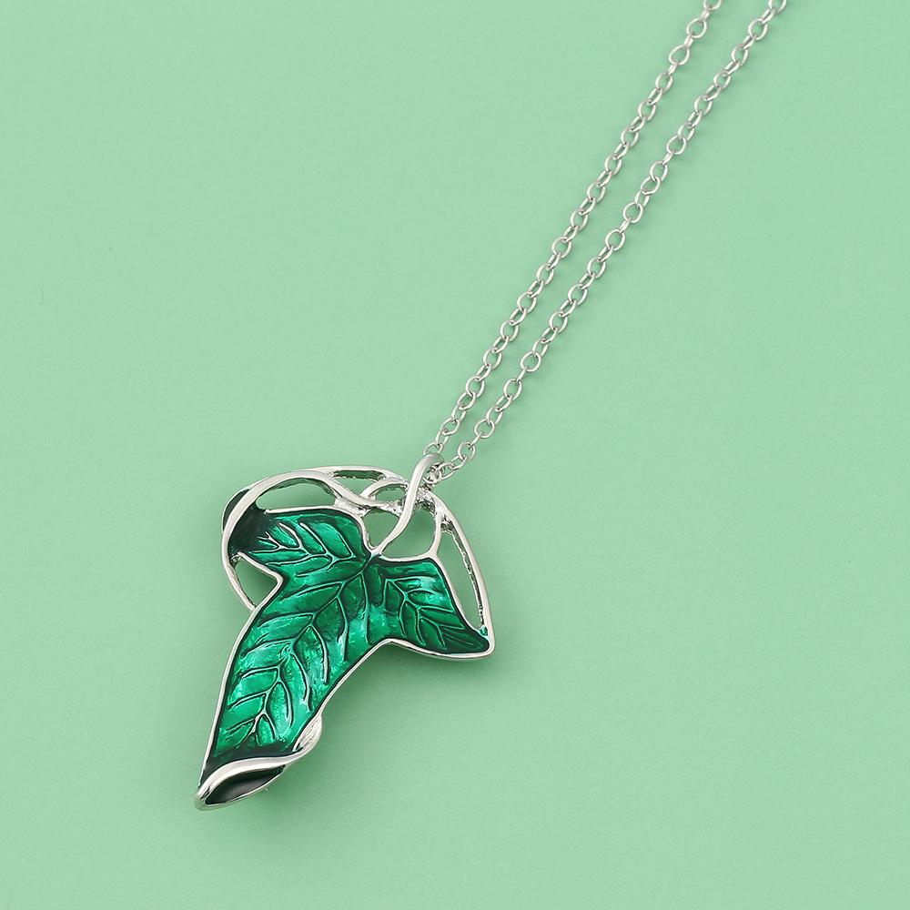 Arwen Evenstar Green Leaf Pendant Necklace for Women Elf Princess Jewelry Present Movie the Lord of the Rings Twilight Star Design