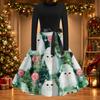 Women's Casual Vintage Christmas Print Neck Dress