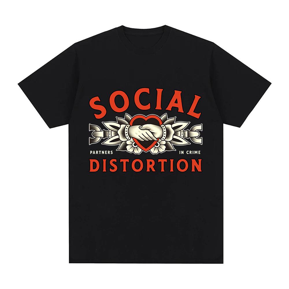 Social Distortion Tour Tee Cotton Graphic Print T-shirt Fashion Women Men Unisex Casual Loose XS-2XL Tees Round Neck Tops Summer XS чёрный