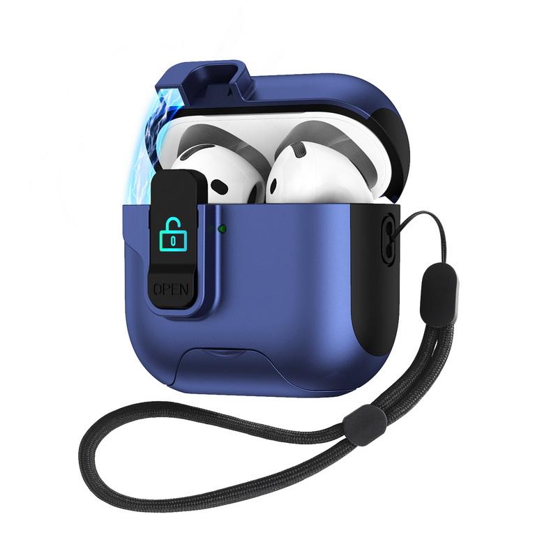 For Airpods 4 Case Magnet Security Lock Cover With Lanyard Full Body Protection Shockproof Earphone Charging Box For Airpods Pro 3 2