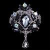 Shiny Crystal Teardrop Brooch Crown Romantic Wedding Party Pin Jewelry Gift