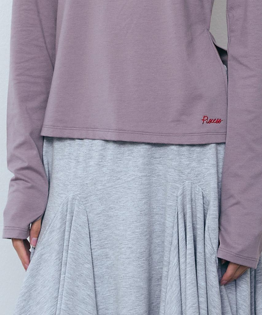 PISCESS Side Slit Long Sleeve Top_Mid Grey