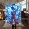 Cartoon Goku Pattern Flannel Blanket, High Quality Comfortable for All Seasons, Home Decor, Warmth and Comfort, Perfect for Gifts.