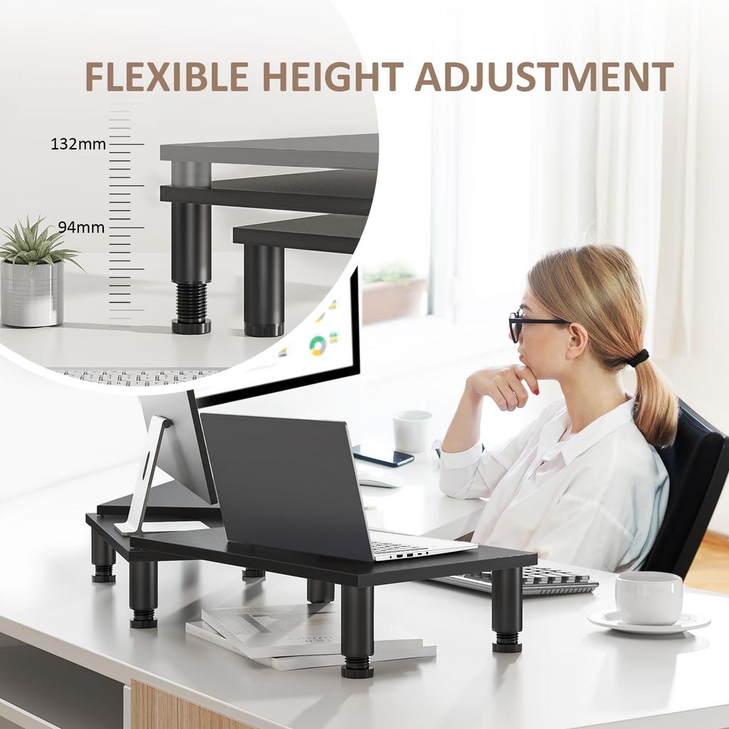 AX WABER Dual Monitor Desktop PC Adjustable Length and Desk Desktop Keyboard Suitable for AX08DB301 Stand, Rack, Stand, Angle, Shelf, Storage,