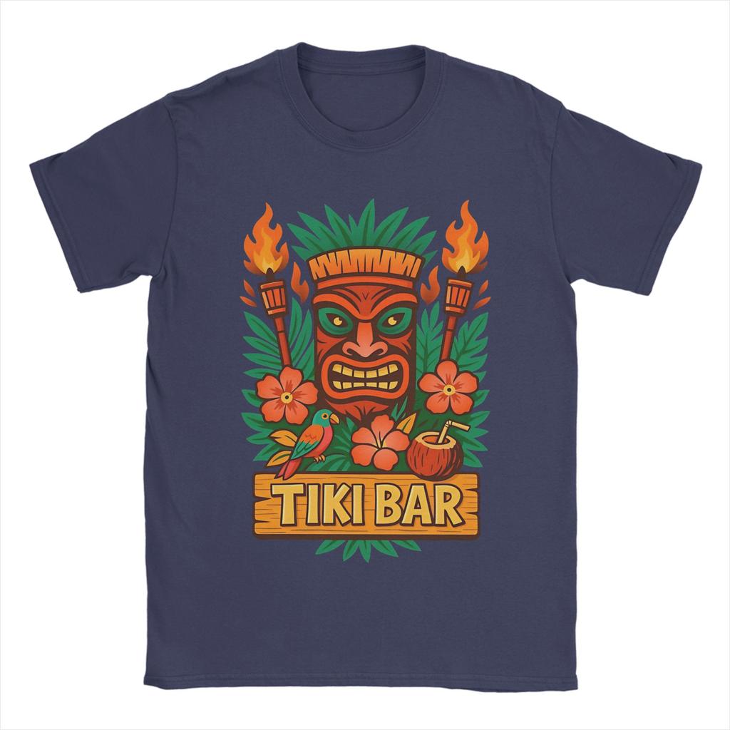 Retro Tiki Mask Tropical Fire Vibes Unisexs T Shirt  Creative Tees Short Sleeve Crewneck TShirts Cotton Printed Clothing