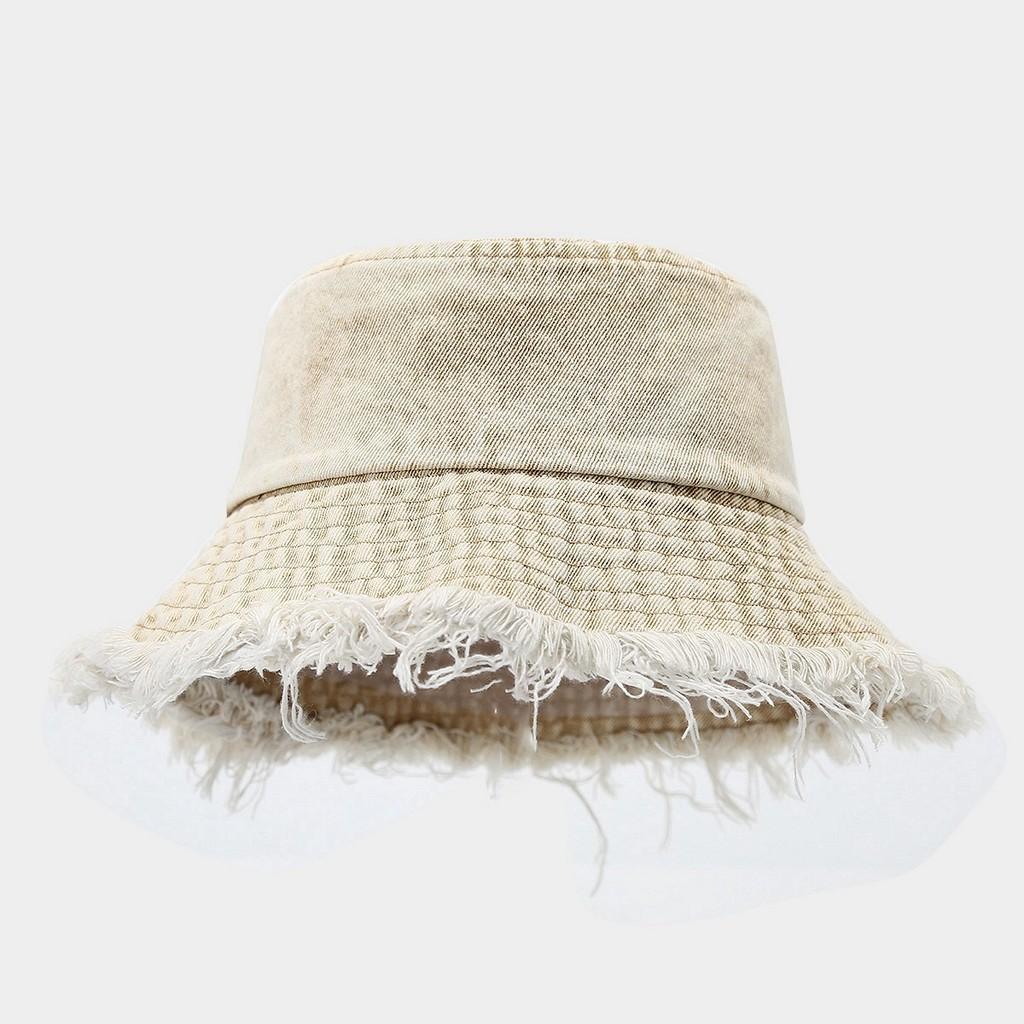 Retro Streetwear Denim Fisherman Hat With Wide Brim For Sun Protection In Summer