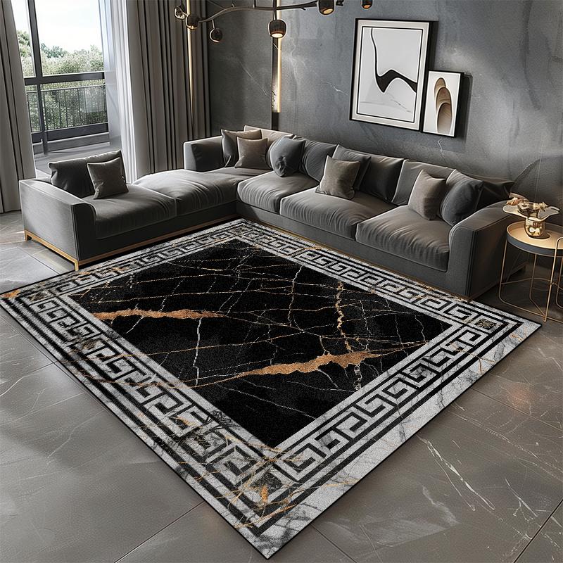 Black Marble Carpet Living Room Luxury Decoration Home Sofa Washable Large Rugs 200x300 Bedroom Non-slip Short Velvet Floor Mats