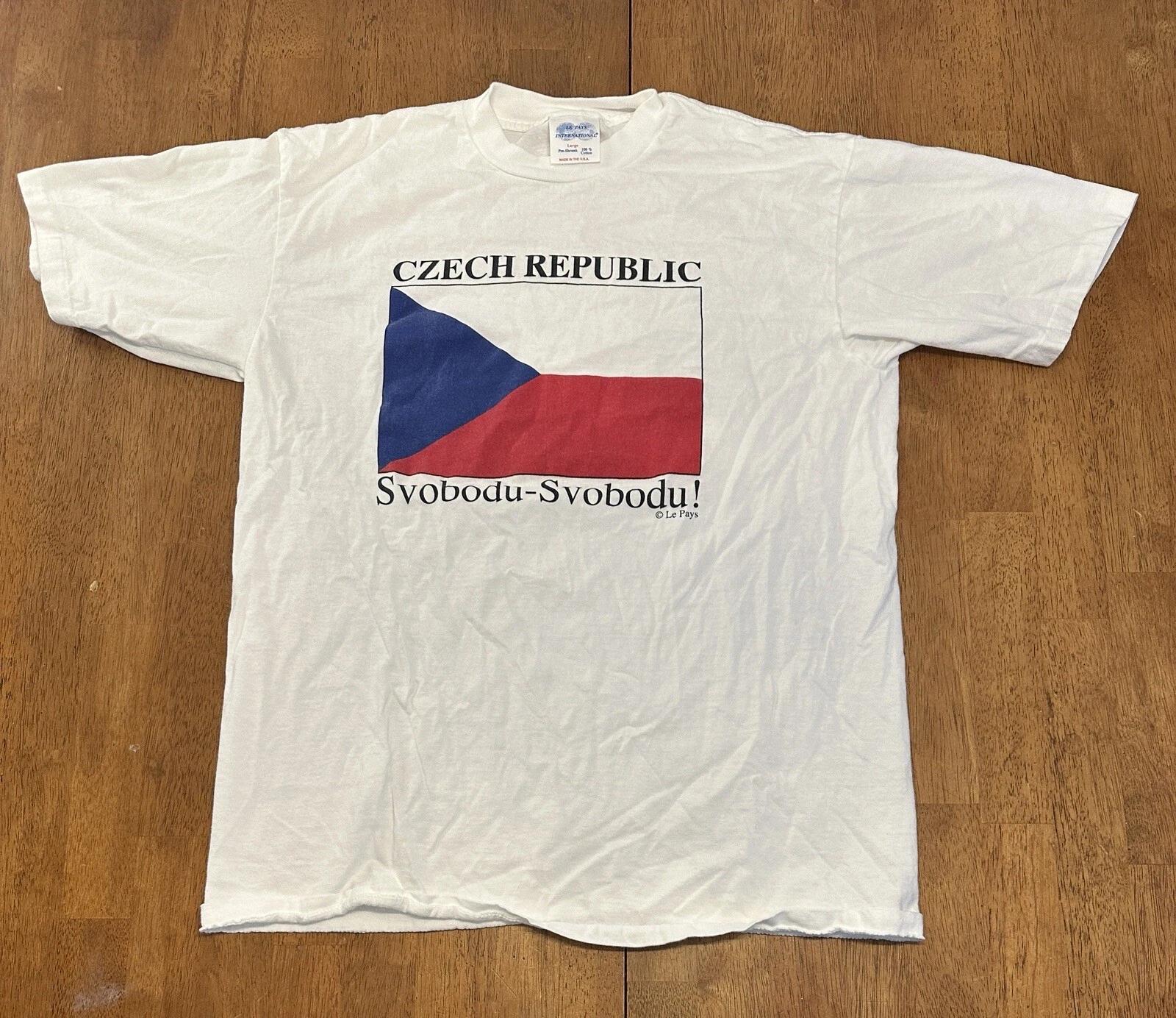 Vintage Czech Republic Flag T Shirt Large Freedom Single Stitch 2XL
