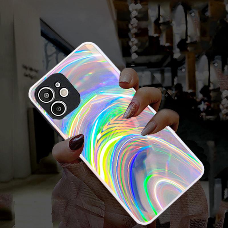 Bling Rainbow Mirror Laser Phone Case For iPhone 13 Pro Max 13Pro 13ProMax Glitter TPU Back Cover Fundas