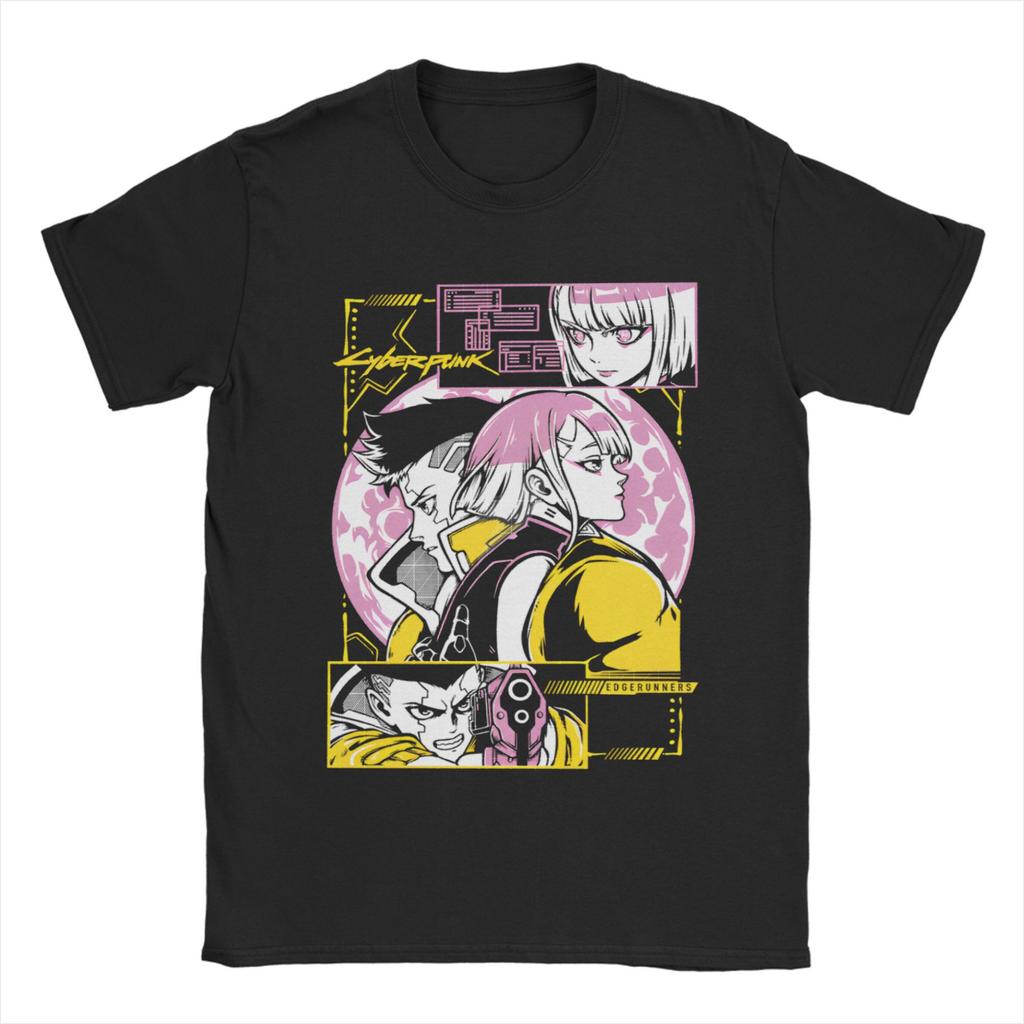 Rebecca Anime Cyber Edgerunner TShirt Men Cotton Clothing Kawaii Cartoon Round Neck Short Sleeve1 Graphic T Shirts