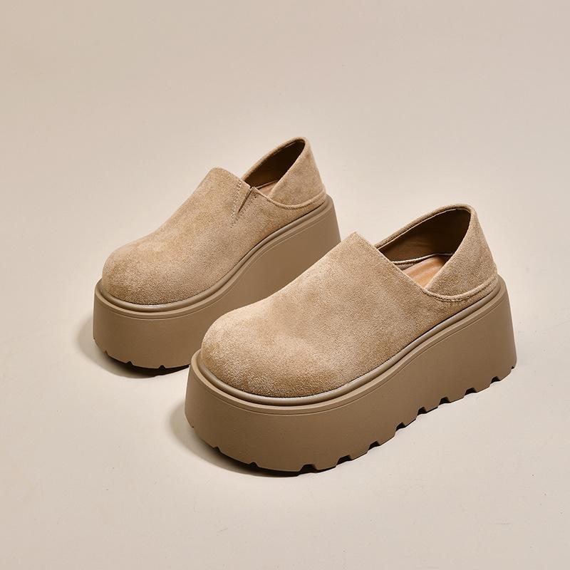 

Туфли Boken на толстой подошве, увеличивающие рост, туфли-лодочки на одной педали, женские 2025 новые весенне-летние маленькие женские туфли, туфли Boken, лоферы 40 хаки