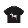 Black T Shirt With Decorated Horse Print For Casual Wear