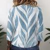 Women Vintage Floral Print Henley Collar Button Down Shirt Three Quarter Sleeve Linen Cotton Blouse Casual Loose Fit Top