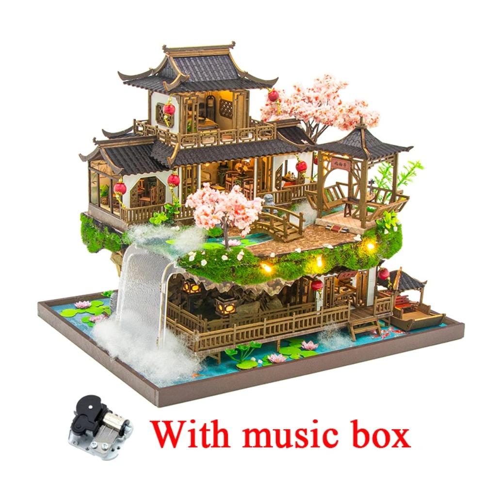 Dřevěné domečky pro víly pro kutily Miniaturní stavebnice Starověký čínský domeček pro panenky Casa s nábytkem 3D puzzle jako dárky pro přátele