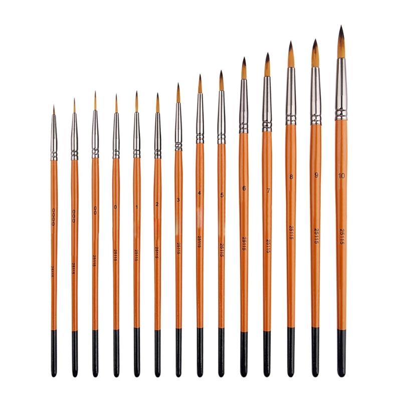 Fine Detail Paint Brush Set for Fine Detailing Acrylic Watercolor Oil Painting Wood Handle Nylon Bristles Paint Brush