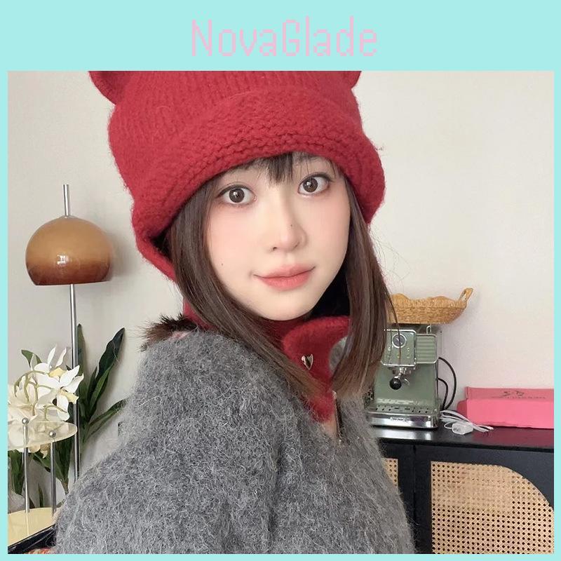 Cute Bear Ear Knit Hat For Women With Warmth And Windproof Features Perfect For Fall And Winter