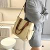 Multi-Pocket Canvas Handbag Zipper Commuting Crossbody Bag Simple Large Capacity Tote Bag  Daily