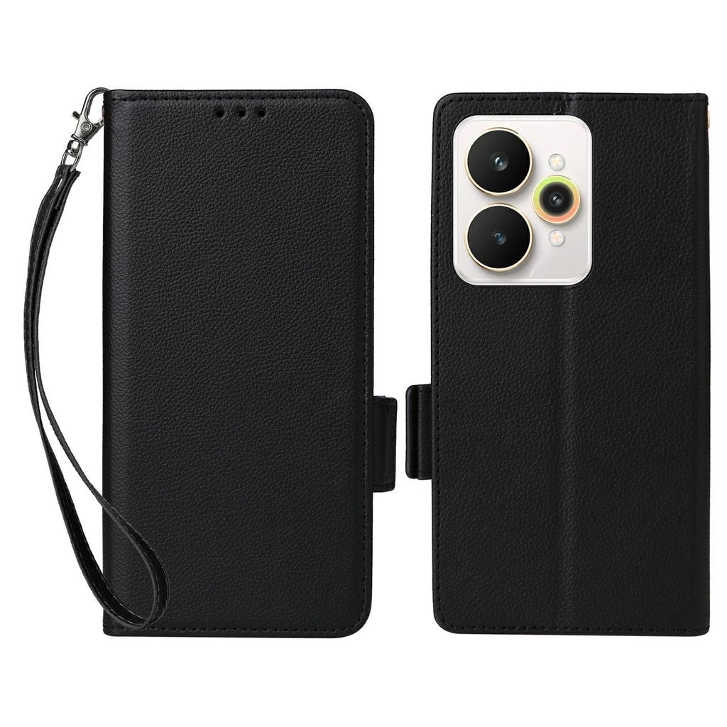Für Realme 15 Pro 5G/15 5G Hülle mit Handschlaufe Litschi-Textur PU-Leder Brieftasche Handyhülle