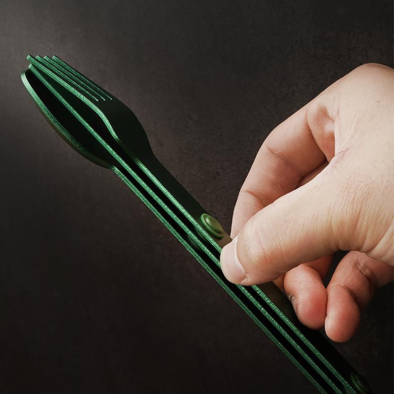 3PCS Camping Utensils Set Connect Magnetic Knife Fork Spoon Flatware Portable Camping Cutlery Travel Carry Kits Parts