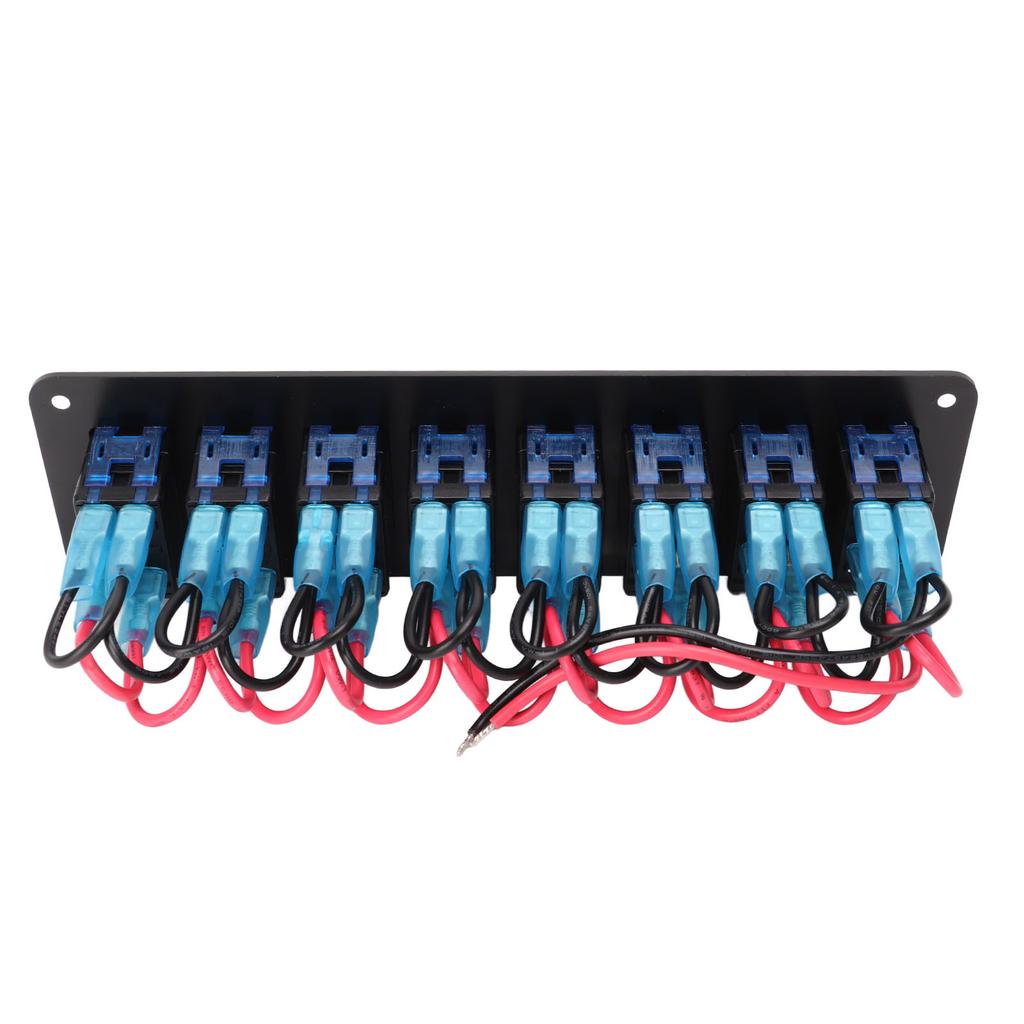 8 Gang RV Aluminum Toggle Switch Panel DC12V to 24V Waterproof Oxidized Black 20A 5PIN Blue LED