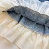 Girls' Summer Denim Gradient Ruffle Mesh Overall Skirt Dress