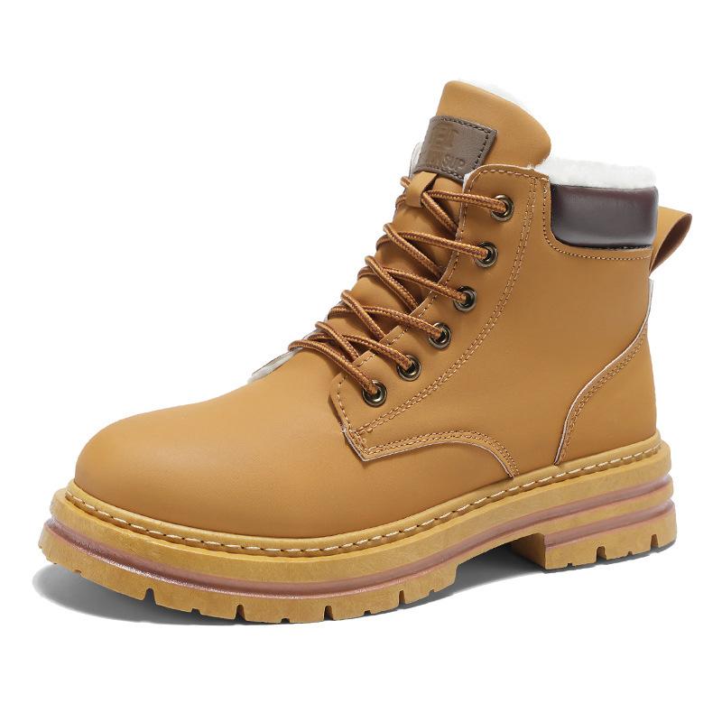 Men's Martin Boots Autumn New Fleece Thickened Outdoor Shoes British Style Retro Big Yellow Boots Men's Shoes