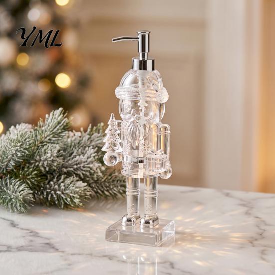 Modern Bathroom Accessories for Christmas Theme Hand Soap Dispenser, Nutcracker/Santa/Snowman/Cookie Man/Christmas Tree Shape, 55 Ounce Santa