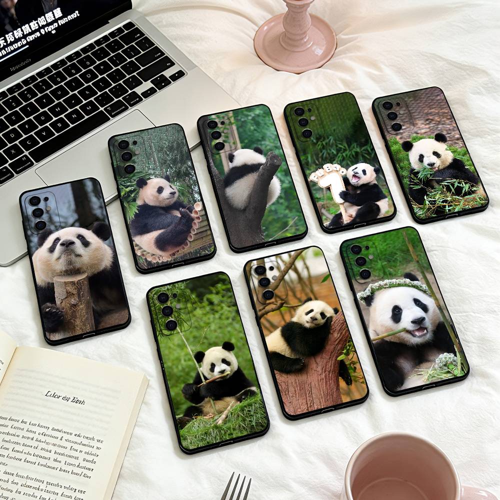Fubao Panda Handyhülle für Samsung S25,24,23,22,30,21,10,9,Ultra,Plus,Lite,FE,4,5 G Weiche Schwarze Hülle
