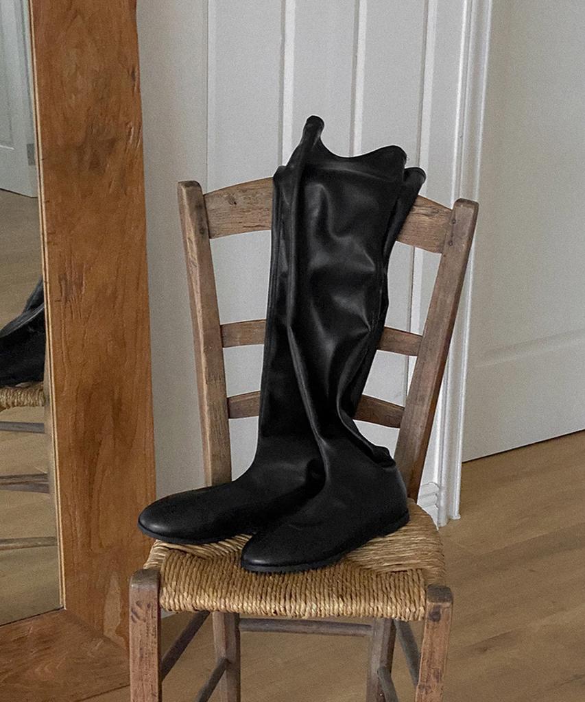 Moodnple Banimong 1.5Cm Stretch Knee-High Long Boots Black