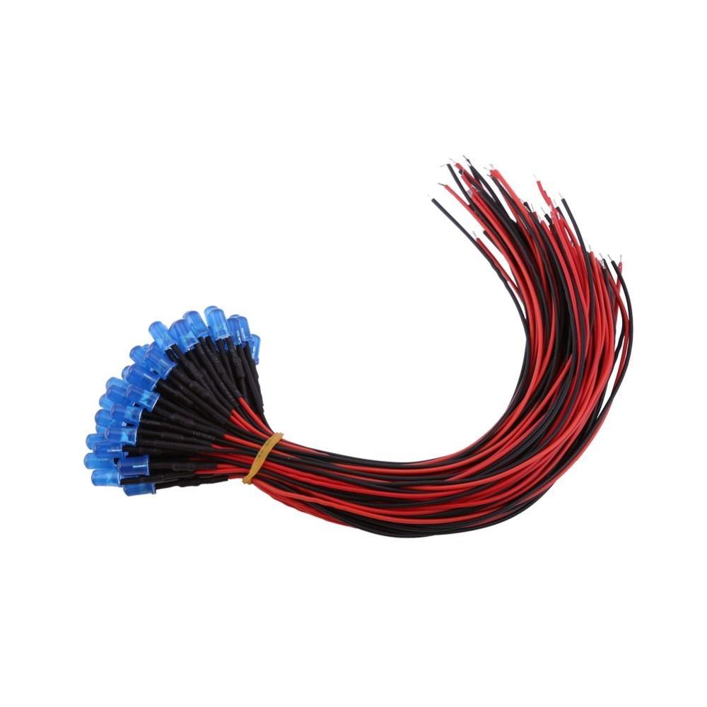 

50PCS 5mm Pre Wired LED Diodes DC12V Red Blue Orange Slow Flashing Diffused LED Lamps LED Light Emitting Diodes синій