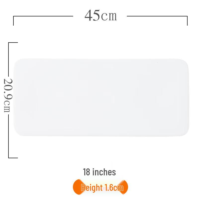 18-inch Pure White Ceramic Rectangular Flat Plate
