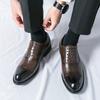 Fashion 2025 Genuine Leather Mens Formal Shoes British Style Classic Whole Cut Oxfords Lace-up Pointed Toe Business Party Dress Shoes