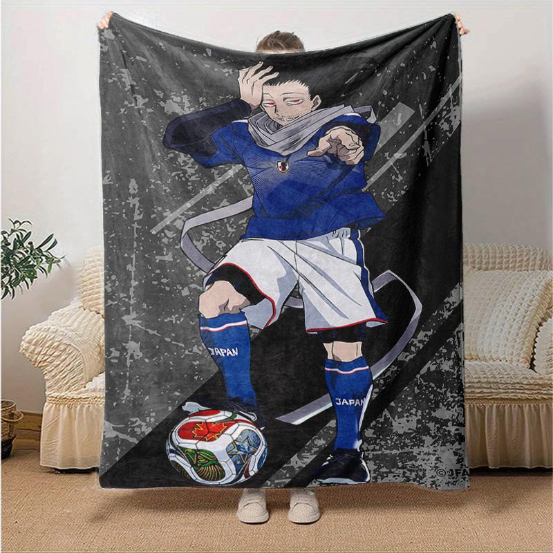 1pc Soccer Player Action Flannel Blanket Soft Warm Throw Blanket for Bedroom Living Room Bed Travel Camping Picnic Gift. MT7160148