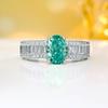 Open Ring Fashionable Egg Shape Ice Cut Paraiba Ring with High Carbon Diamond Simple Elegant for Women
