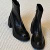 ! Huge Comfort! Small Thick-soled Heightened Round-headed Short Boots Women's High-heeled Thin Elastic Boots Martin Boots