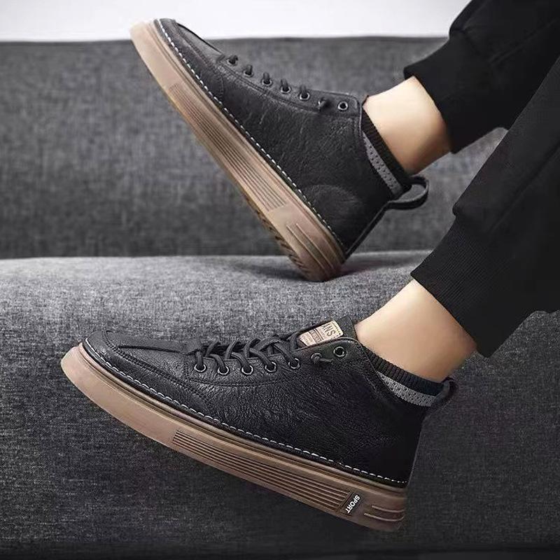 Martin boots men's shoes 2025 new spring and autumn platform versatile casual leather shoes men's board shoes British high-top sports shoes