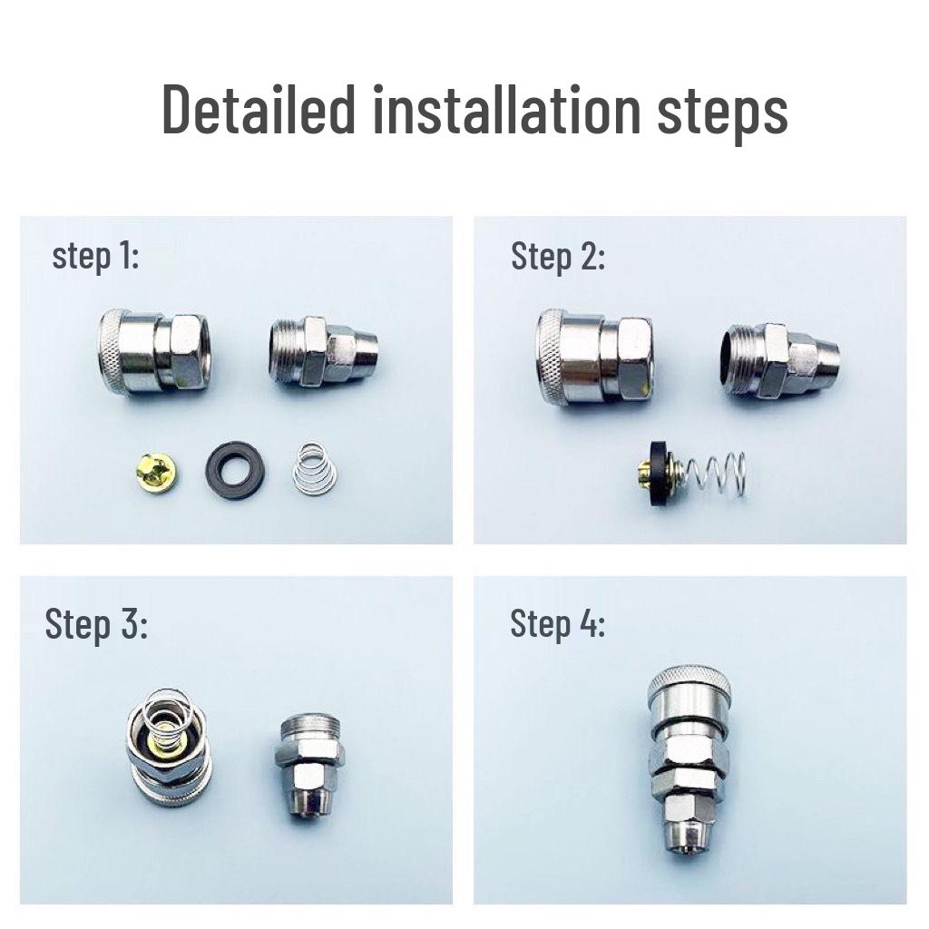C-Type Pneumatic Quick Coupling with O-Ring Gasket, Valve Core, Spring, and Air Hose Female Connector Accessories