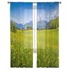 Idyllic Mountains Meadow Modern Printed Tulle Curtains for Bedroom Balcony Window Decor Creative Fashion Home Sheer Curtain