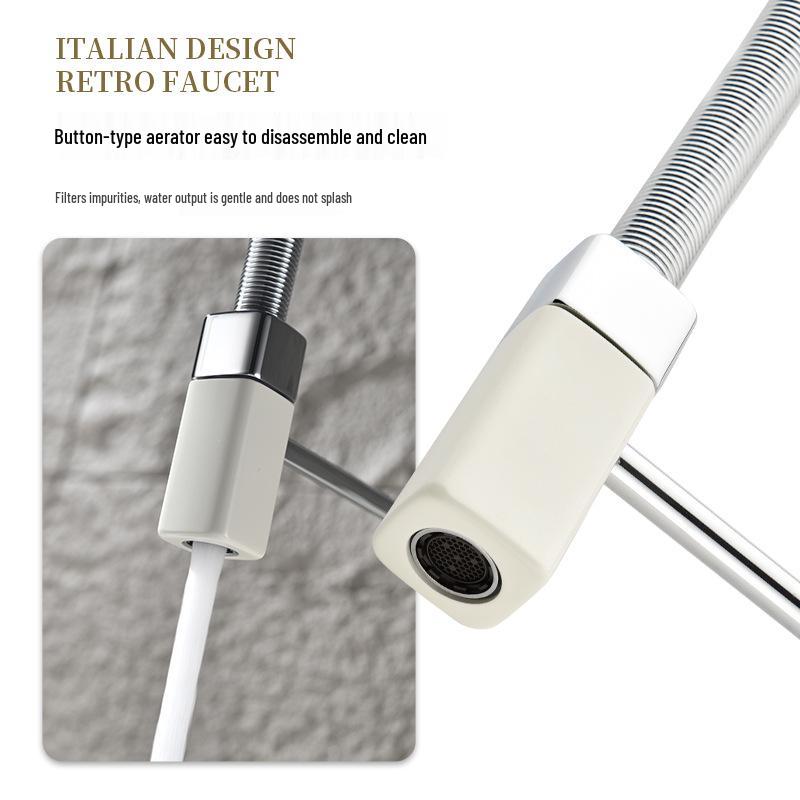 Luxury Universal Tinkerbell Pull-Out Kitchen Faucet - Hot & Cold All-Copper Dishwashing Sink Faucet