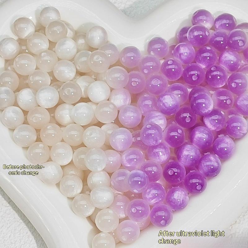10Pcs 10mm UV Reactive Cat Eye Resin Beads Vibrant Color for DIY Necklace Bracelet Earring Handmade Jewelry Crafts