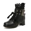  Short Boots Hollow Lace Belt Buckle LO Lolita Shoes Student Dress Short Boots and Ankle Boots