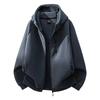 Autumn Winter Solid Color Loose Casual Velvet Hoodies Male Simple Fashion All-match Zipper Cardigan Coat Top Men
