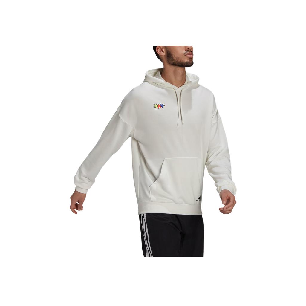 Adidas Printed Sports Loose Hoodie Men Tops White H61132