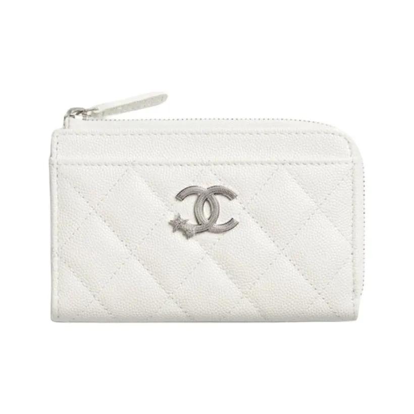 

CHANEL 25B double C LOGO diamond pattern shiny grain embossed calfskin with rhinestone card holder female model white One Size-Basic Set (Bag+Dust Bag) білий