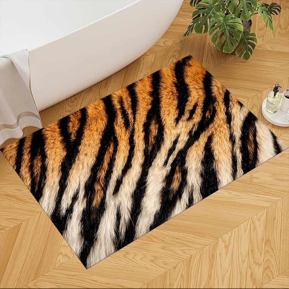 Tiger Stripe Pattern Close-up Non-Slip Home Carpet Design for Office Decor Living Room Bedroom Gift