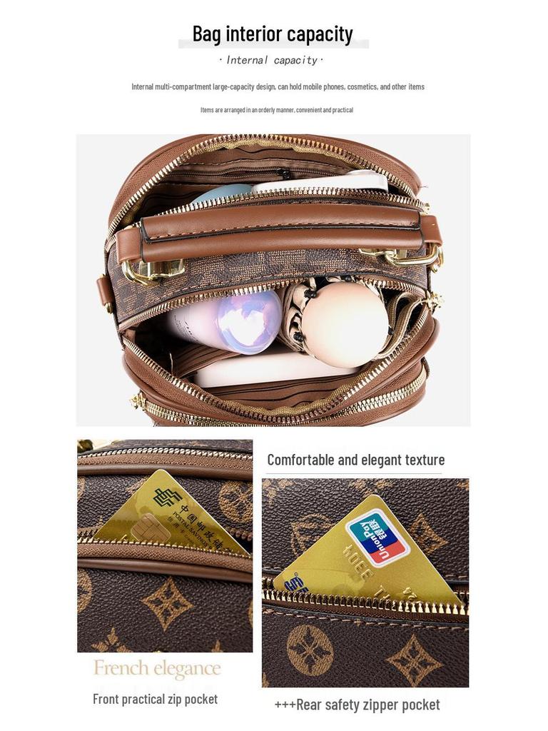 Modna torebka crossbody mała okrągła luksusowa z nadrukiem 2025