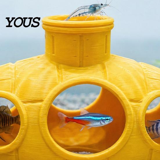 Aquarium Hiding House 3D Printed Hollow Submarine Fish Tank Decorations, Shrimp Hideout Breeding Ornament, Cave Shelter for Betta Lizards
