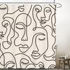 Abstract Face Minimalist Modern Bathroom Shower Curtain Line Art Modern Funny Aesthetic Cute Artsy Polyester Fabric Waterproof