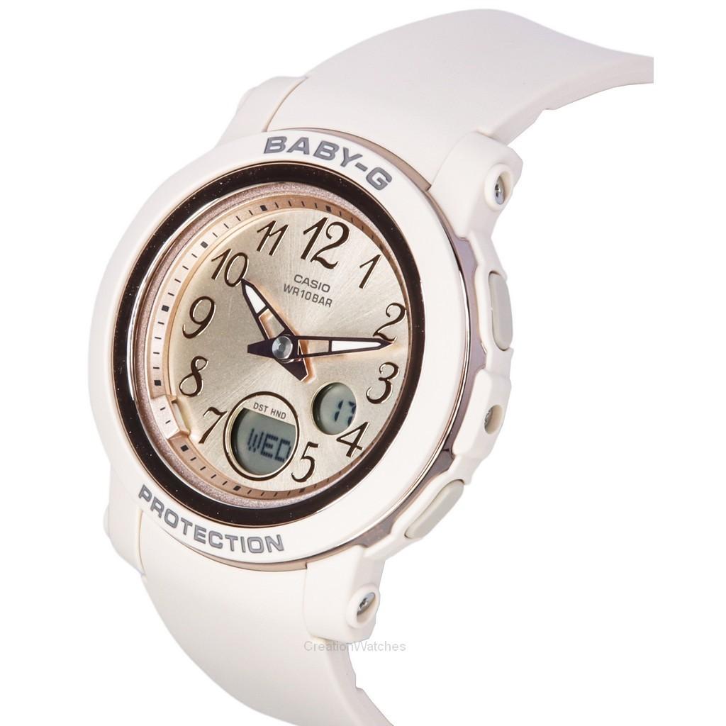 Casio Baby-G Analog-Digital-Armbanduhr mit Harzarmband und roségoldenem Zifferblatt, Quarz BGA-290SA-4A 100M Damenuhr
